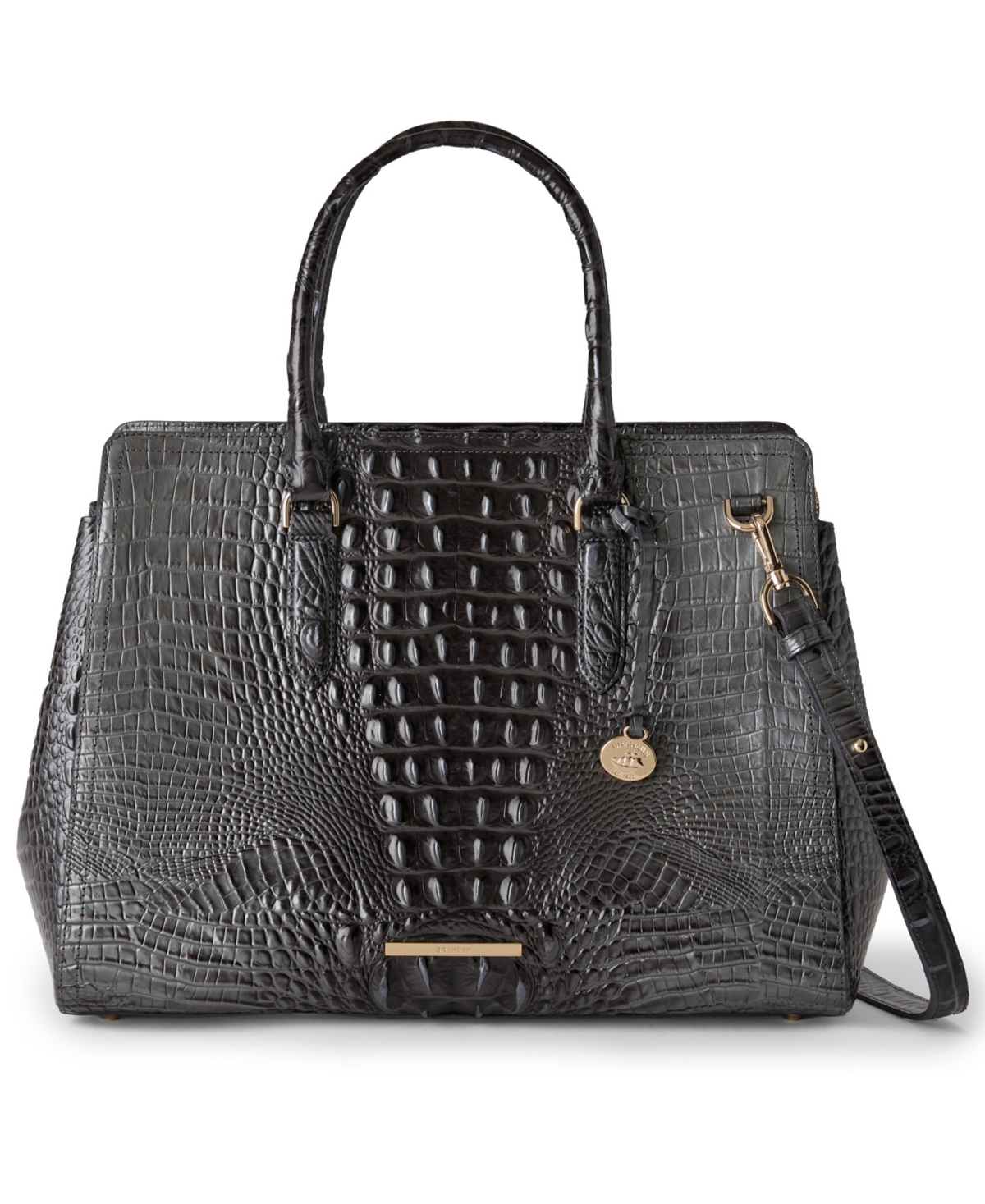 Brahmin Finley Carryall Satchel Bag In Black