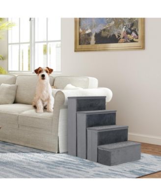 4-Step Dog Stairs Non-slip Foldable Dog Ramp with Adjustable Steps