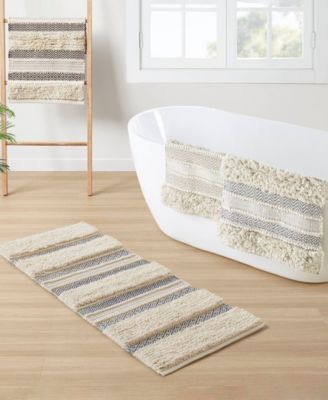 Asher Woven Texture Stripe Bath Rug, 22" x 58"