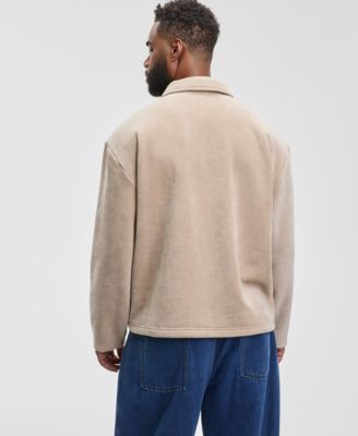 Men's Relaxed Fit Plush Long Sleeve Quarter-Zip Pullover