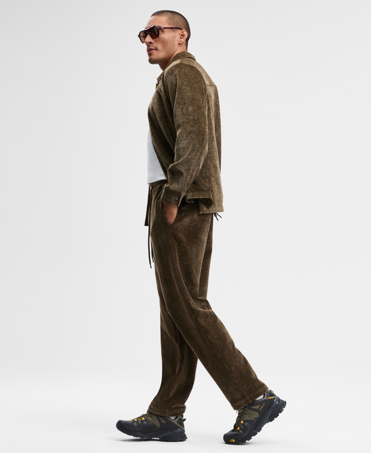 Mode Of One Men's Relaxed Soft Twill Tapered Drawstring Pants, Macy's Exclusive In Brown