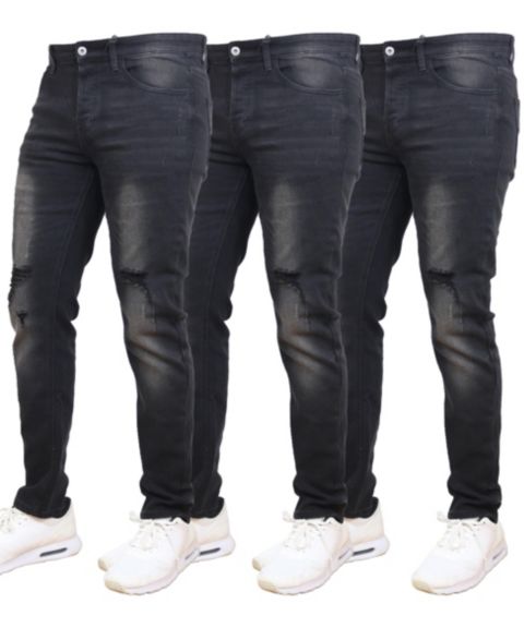 Мужские джинсы Blue Ice 3-Pack Stretch Ripped, цвет: Чёрный