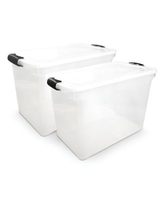 112 Quart Latching Plastic Storage Container, Extra Large, Clear (2 Pack