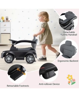 3 in 1 Push Car with Removable Handle and Guardrail for Kids 18-36 Months Old
