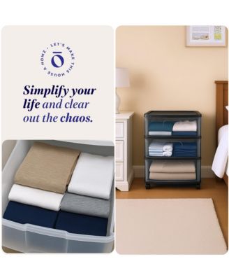 Tall Solid Plastic 3 Drawer Medium Storage Cart with Caster Wheels, Black