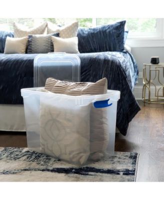 112 Qt Multipurpose Stackable Storage Bin with Latching Lid, Clear (2 Pack