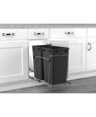 Double Pullout Trash Can 27 qt. for Kitchen, Black, RV-15KD-18C S
