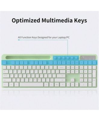 Wireless Keyboard And Mouse Combo - 2.4G Ergonomic Wireless Computer Keyboard With Tablet Holder, Silent Mouse With 6 Button, Compatible With, Green