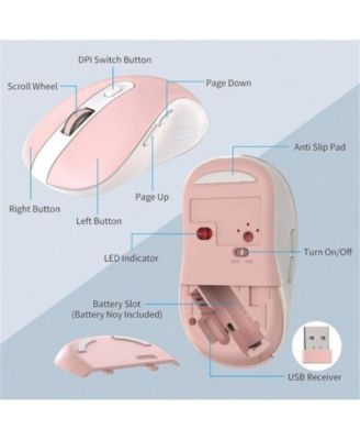 Wireless Keyboard And Mouse Combo - 2.4G Ergonomic Wireless Computer Keyboard With Tablet Holder, Silent Mouse With 6 Button, Compatible With, Pink