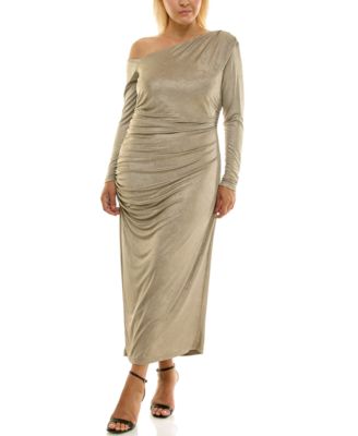 Taylor - Plus Size Asymmetrical Side Ruche Maxi Dress