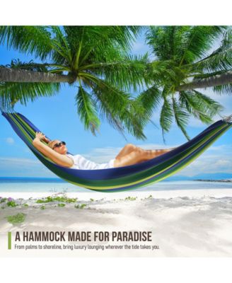 Brazilian Double Hammock - Extra-Long Two Person Portable Hammock Bed for Indoor or Outdoor Spaces - Hanging Rope, Carrying Pouch Included
