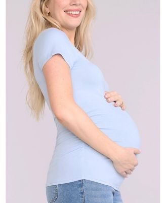 Maternity V-Neck Side-Ruched Short Sleeve Tee - Motherhood