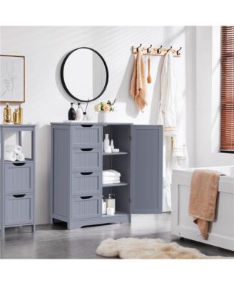 35.5” H Free-Standing Floor Cabinet with 4 Drawers and 1 Cupboard Espresso