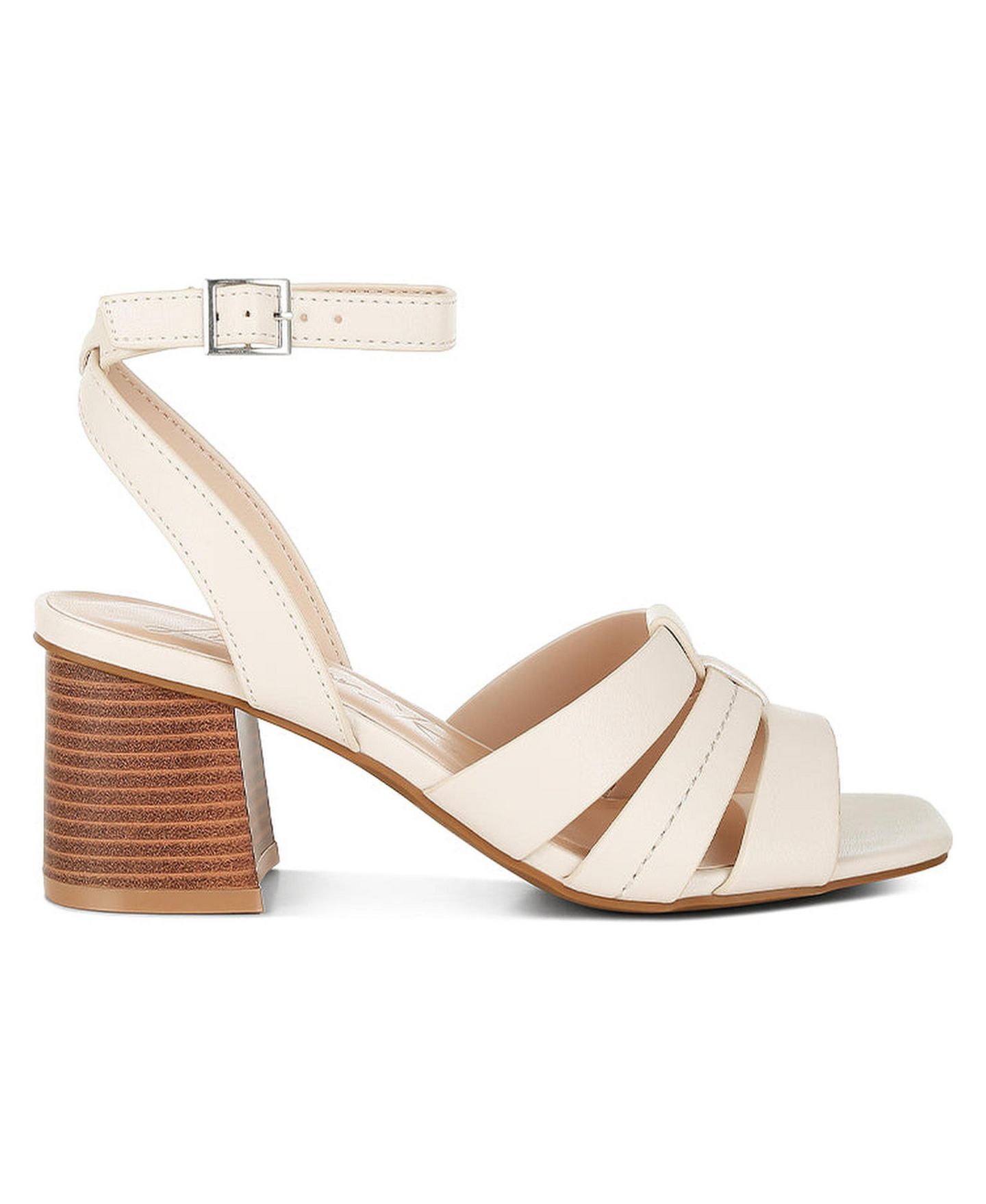 Женские сандалии London Rag Signora Pin Buckle Ankle Strap, цвет: Бежевая искусственная кожа — фото 1