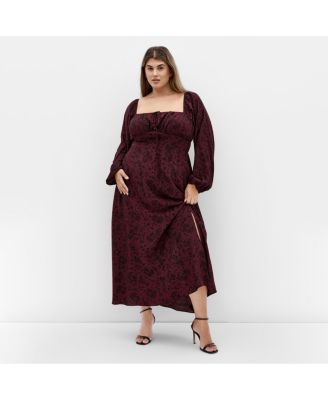 Plus Size Abbigail Long Sleeve Print Maxi Dress