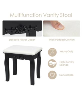 2-Pc. Wood 10 Dimmable Lighted Mirror Vanity Table Set with Cushioned Stool