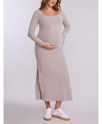 Maternity Square Neck Rib Knit Long Sleeve Bodycon Maxi Dress - Motherhood