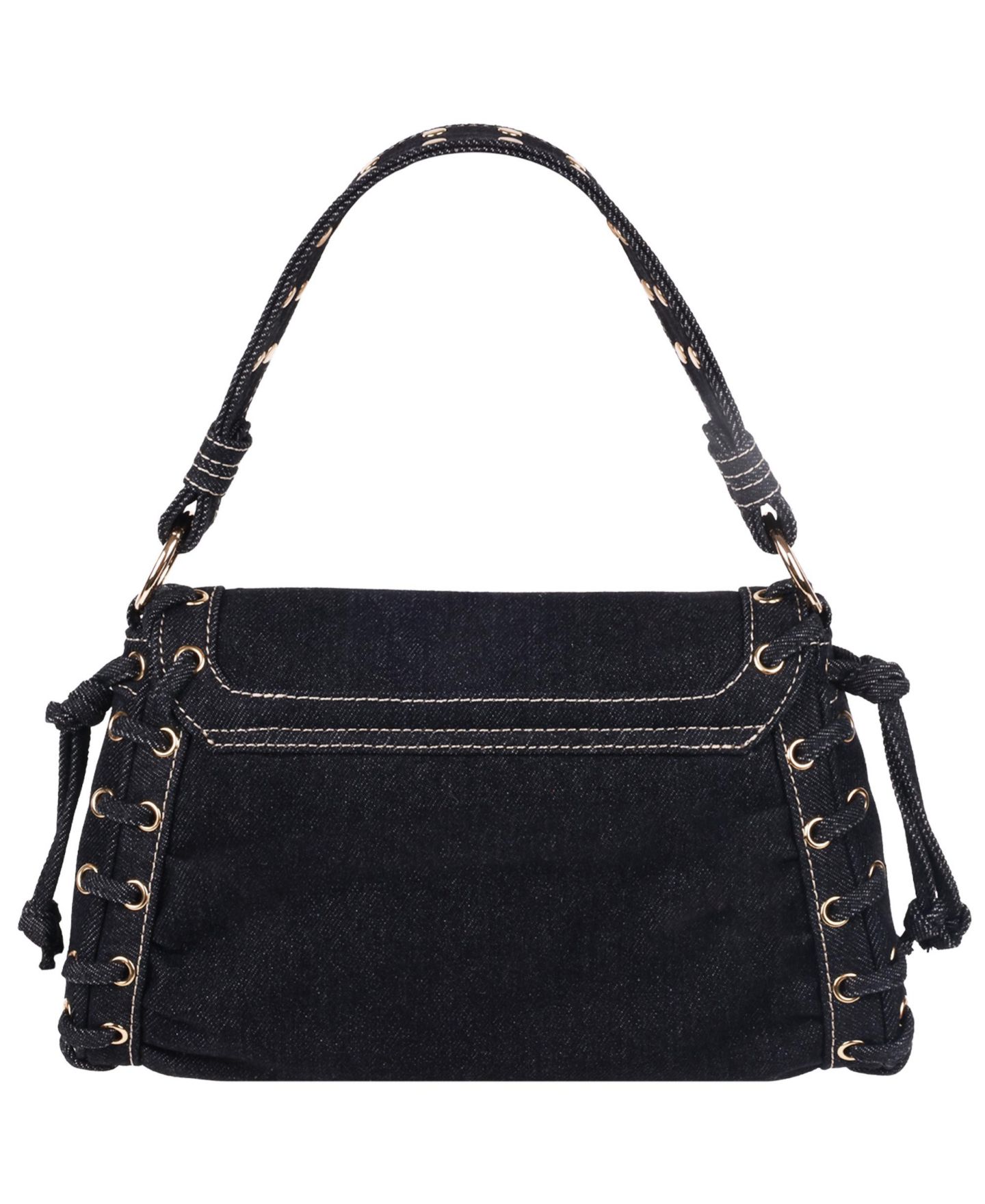 Женская сумка True Religion Studded Horseshoe Eyelet Denim Flap, цвет: Чёрный — фото 6
