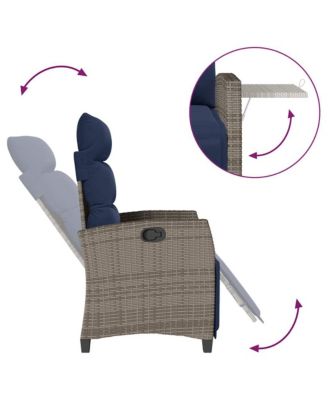 Reclining Garden Chair Grey, Navy Blue