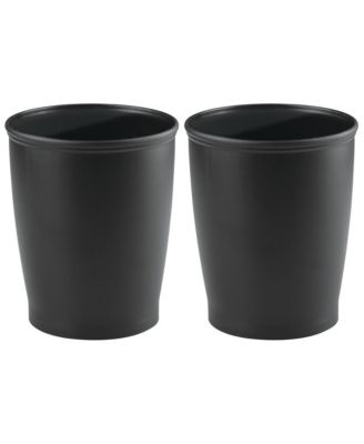 Round Plastic Bathroom Trash Cans - Set of 2 - Black - Made in USA