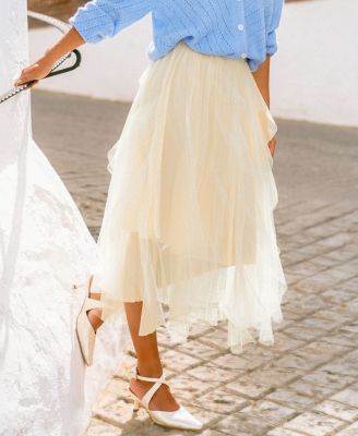 Women's Street Chic Cream Maxi Skirt