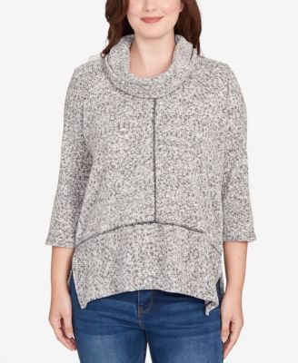 Petite Cowl Neck Space Dye Chenille Knit Top