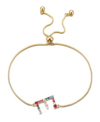 Gold Stone Multi Color Initial Bolo Bracelet