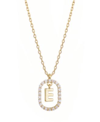 Gold Plated Cubic Zirconia Floating Letter Frame Necklace