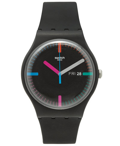 Swatch Unisex Swiss Power Tracking Black Silicone Strap Watch 41mm SUOB719