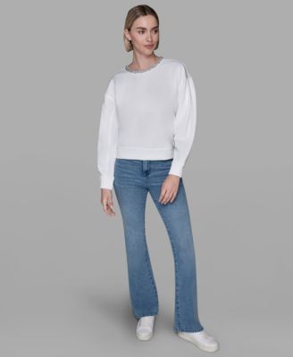 Women's Crewneck Crystal Neck Top