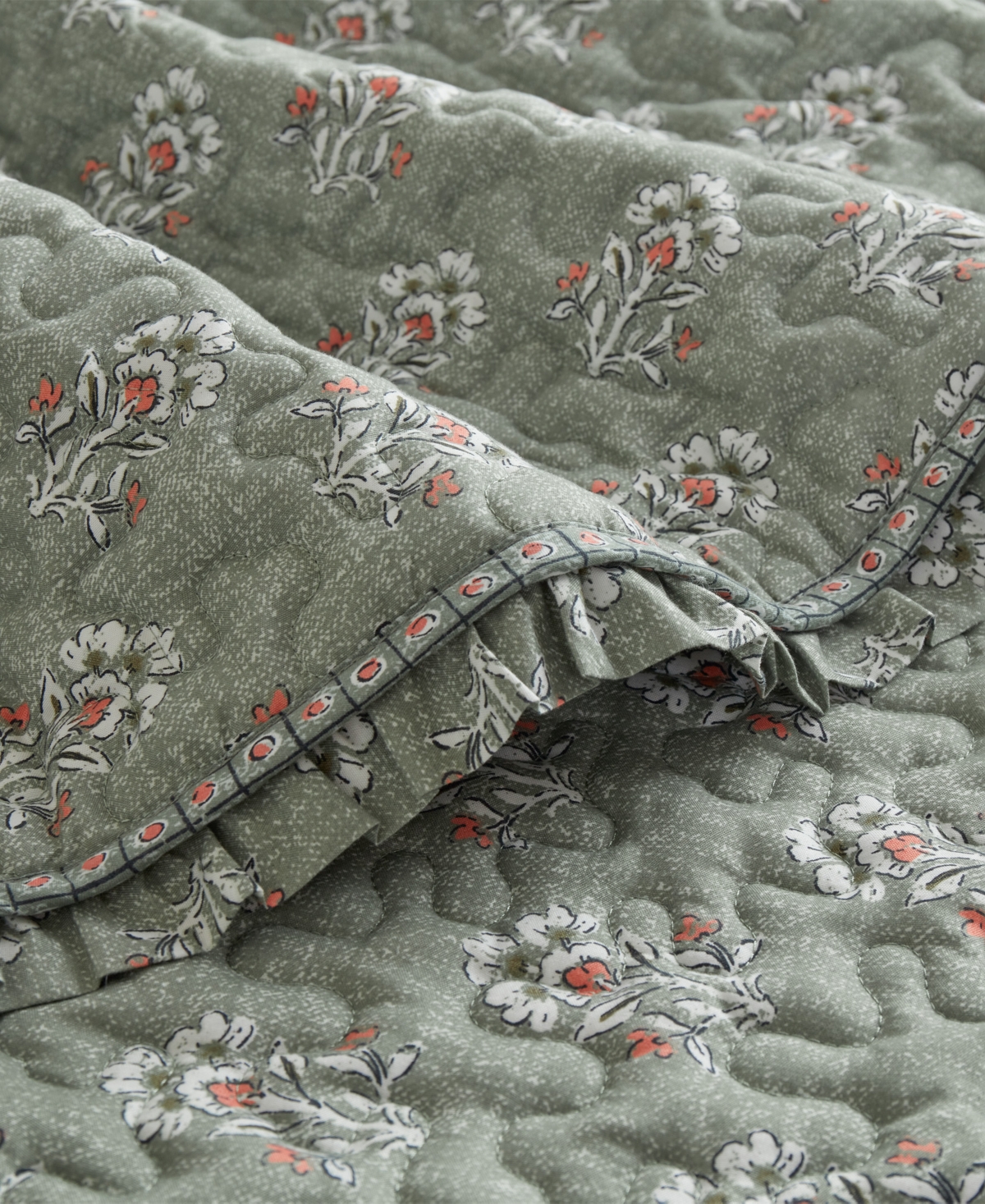 Madison Park Linwood Ruffle Printed 3-pc. Quilt Set, Queen In Green