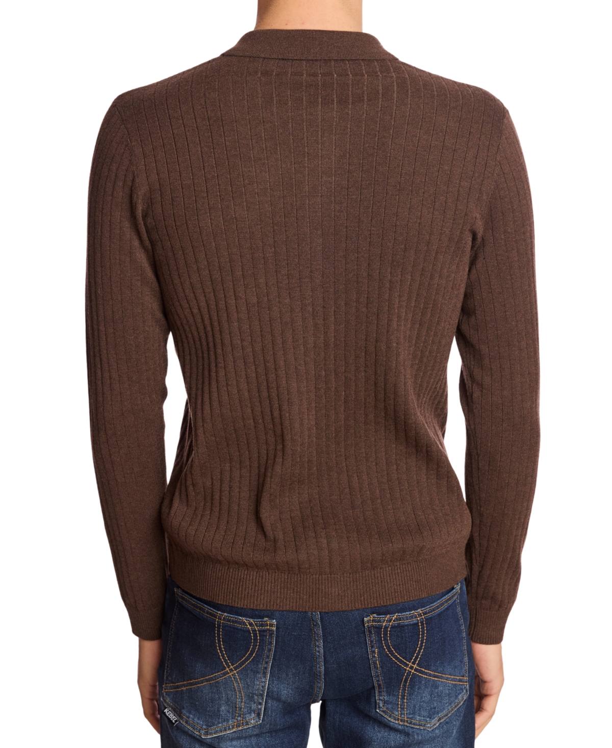 Paisley & Gray Full Placket Wool-blend Polo Shirt In Brown