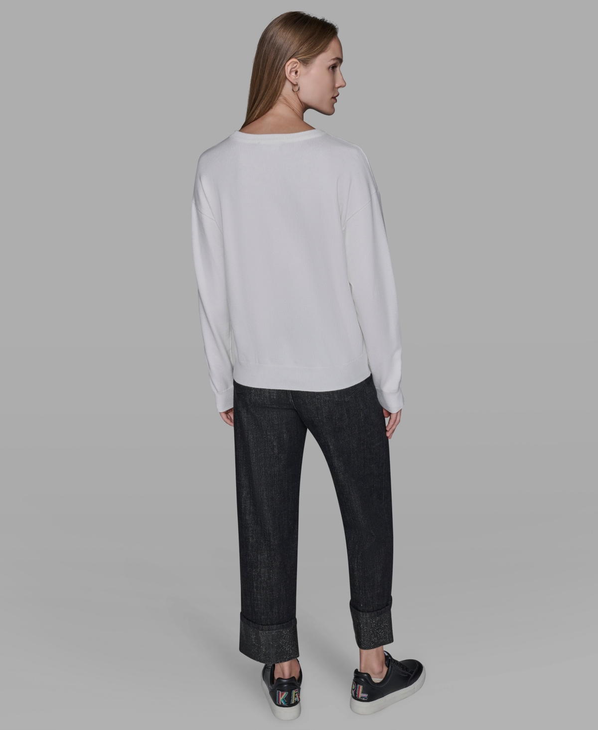 Karl Lagerfeld Women's Kool Karl Crewneck Sweater In White