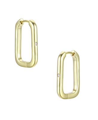 14K Gold Plating with Clear Cubic Zirconia Hoop Earrings