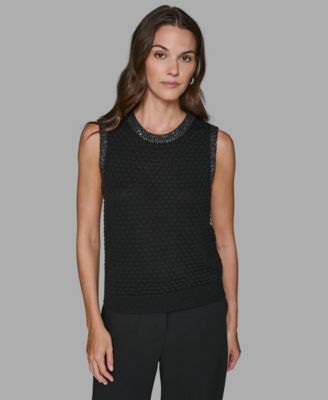 KARL LAGERFELD PARIS - Women's Crewneck Textured Sweater