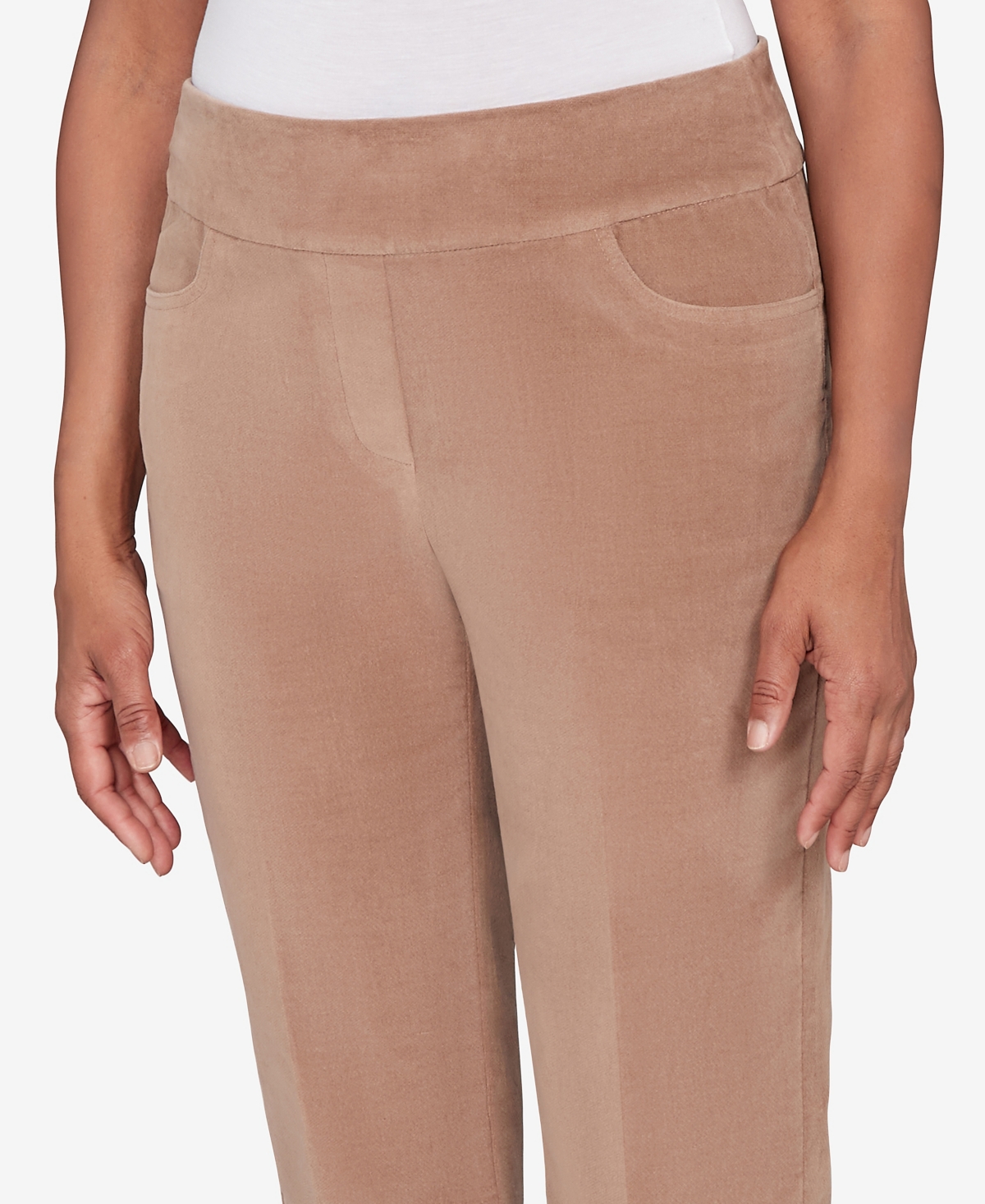 Alfred Dunner Vienna Allure Fit Flat Front Corduroy Average Length Pant In Brown