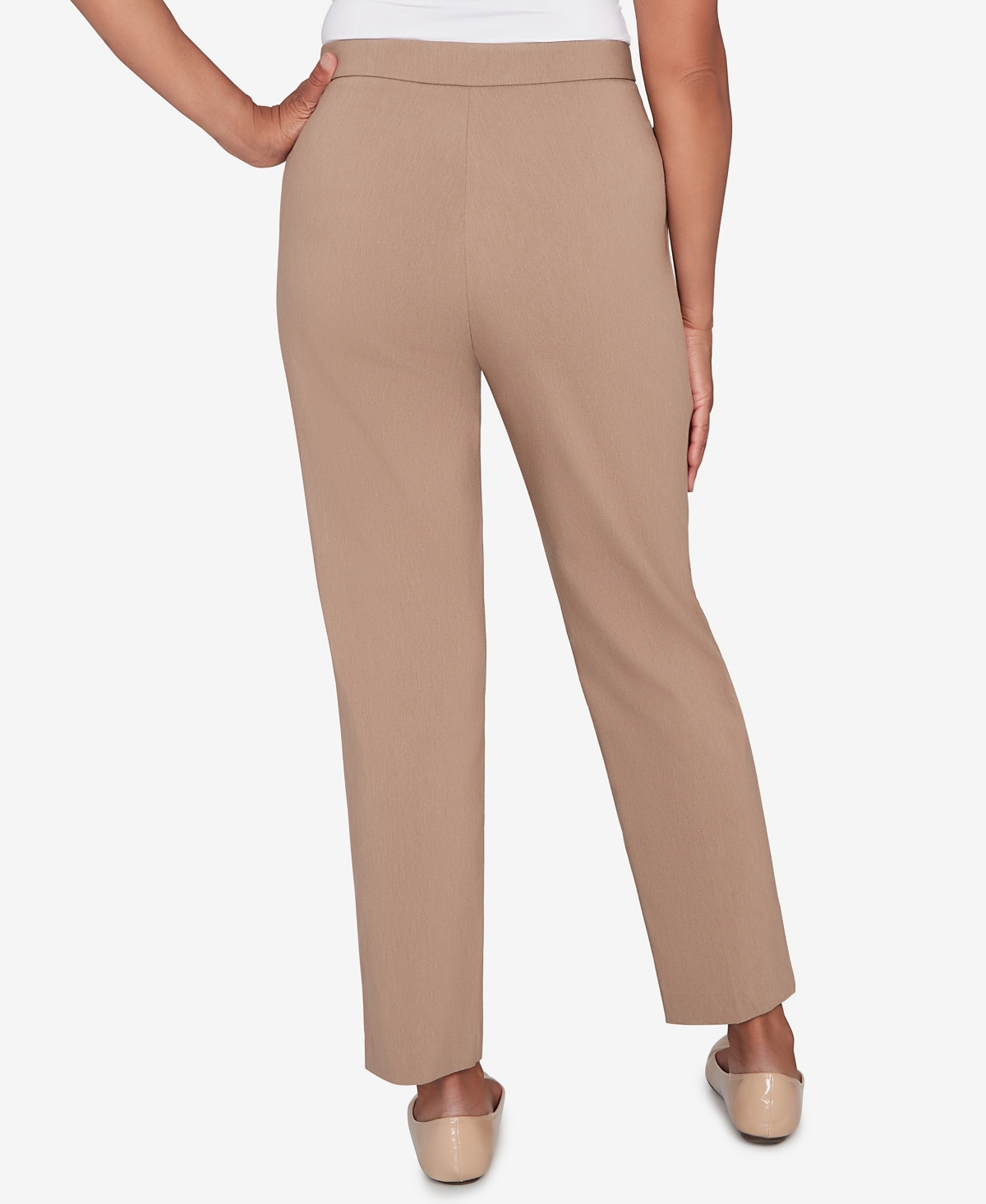 Alfred Dunner Vienna Smooth Front Easy Fit Short Length Pant In Brown