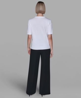 Women's Crewneck Big Bow Applique Detail Sweater