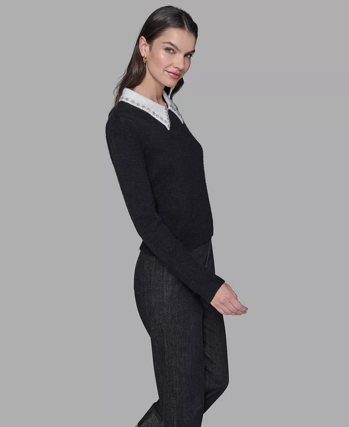 Women's Contrast Collar Sweater - thumbnail 2