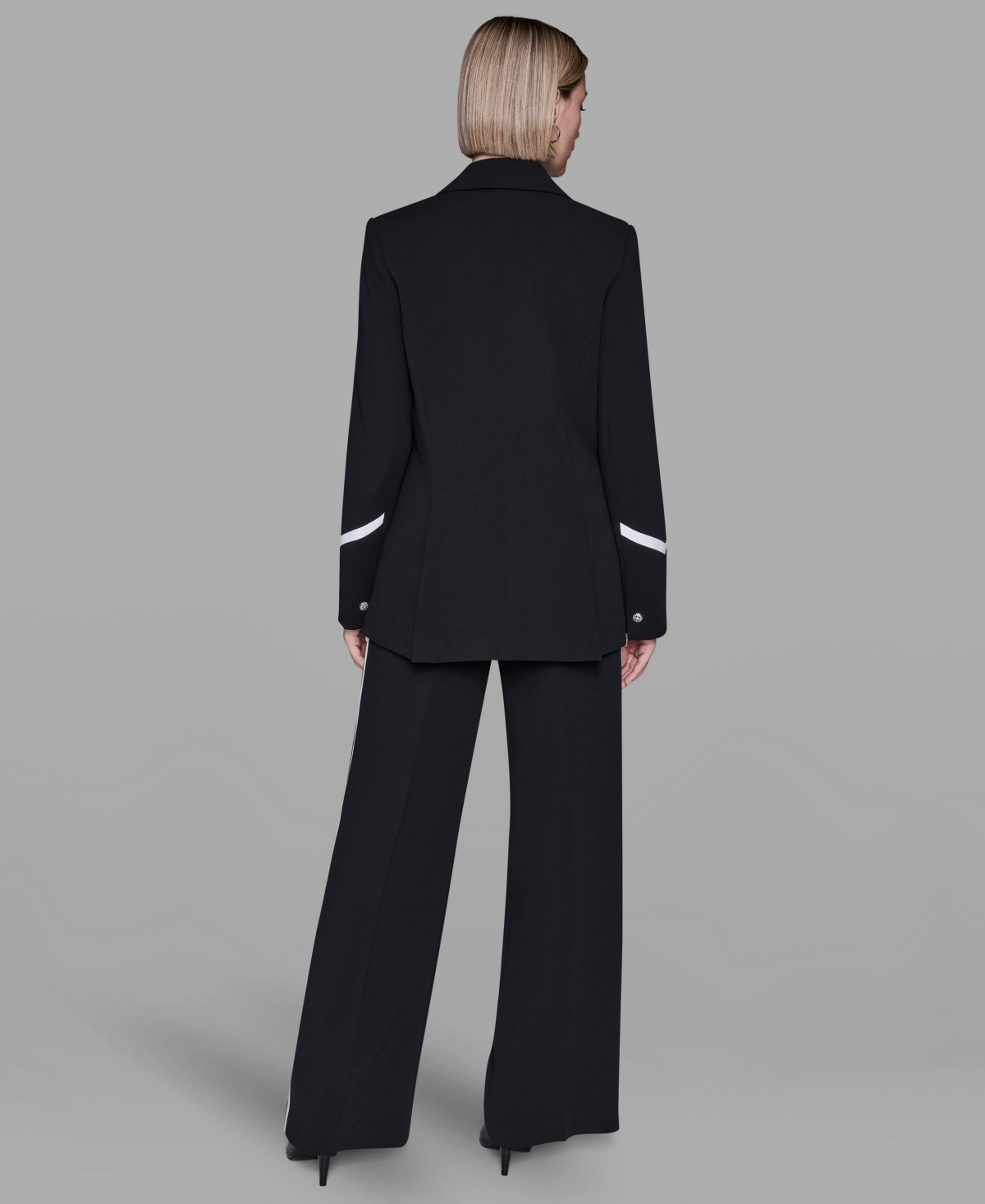 Karl Lagerfeld Women's Collar Contrast Trim Blazer In Black