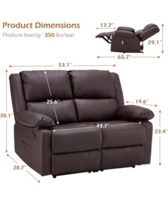 Loveseat Recliner with Heat&Massage Function, RV Couch Wall-Hugger Reclining Sofa