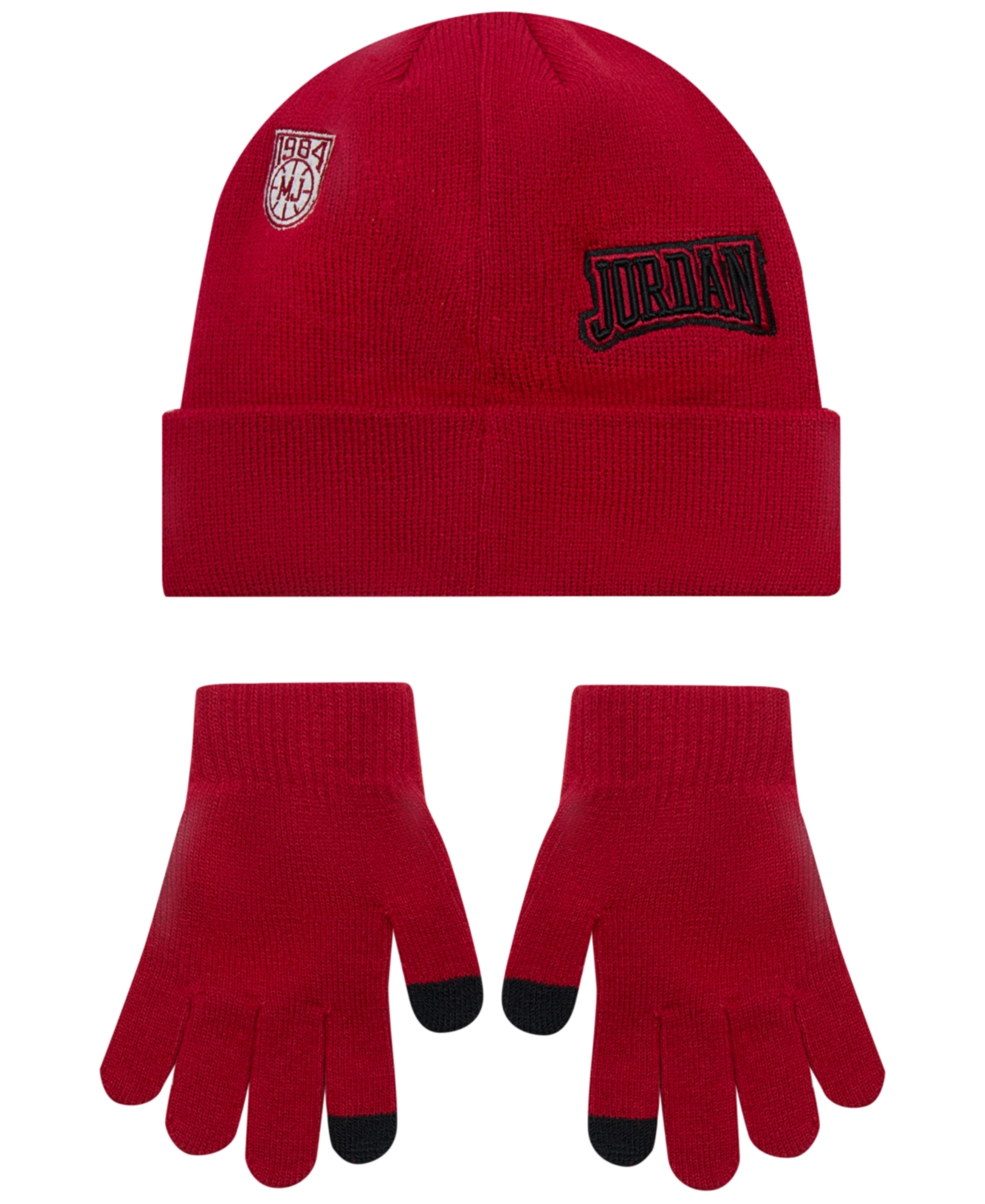 Jordan Kids 8-20 2-piece Neutral Patch Beanie And Gloves Set In Red