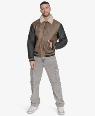 Men's Faux Shearling Varsity Jacket