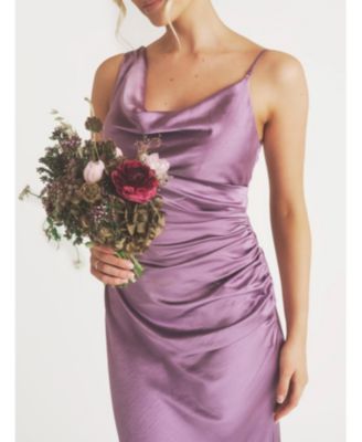 Cowl Front Asymmetric Bridesmaid Dress