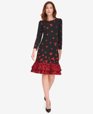 Tommy Hilfiger - Petite Placement Print Ruffle Hem Dress