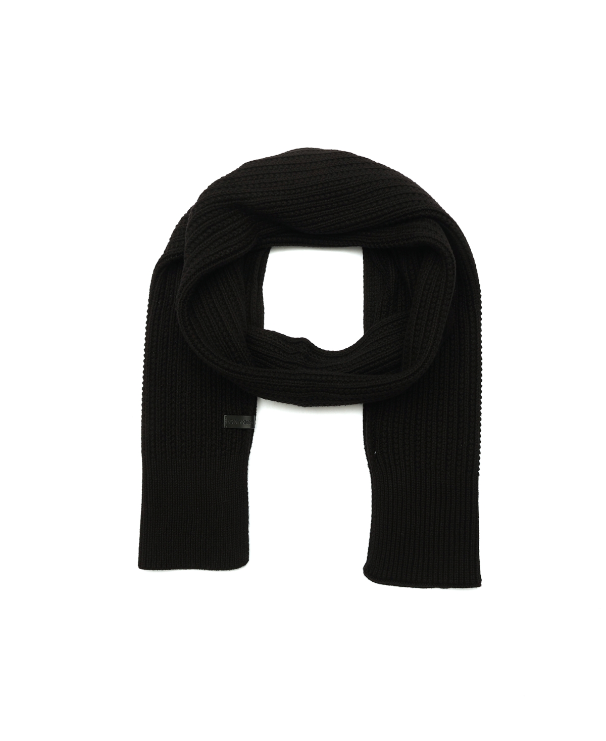 Calvin Klein Men's Links Ribbed Knit Scarf In Black