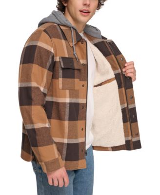 Men's Faux Sherpa Lined Flannel Shirt Jacket