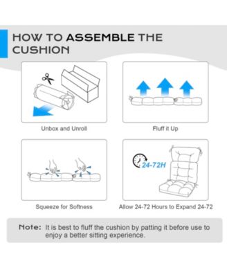 Outdoor 45"x 22" x5" Tufted High Back Cushions Patio Replacement Chair Cushion with Ties, Water and Fade Resistant for All Weather, Set of 2