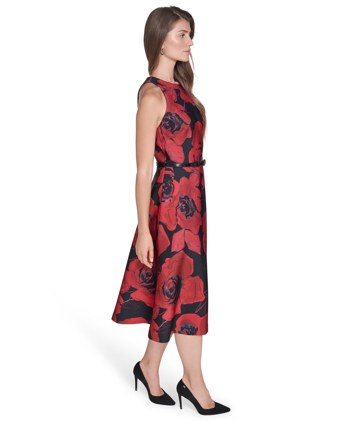 Halston Women's Printed Fit And Flare Dress In Red