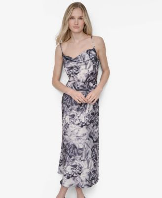 Women's Sleeveless Cowl Neck Midi Slip Dress